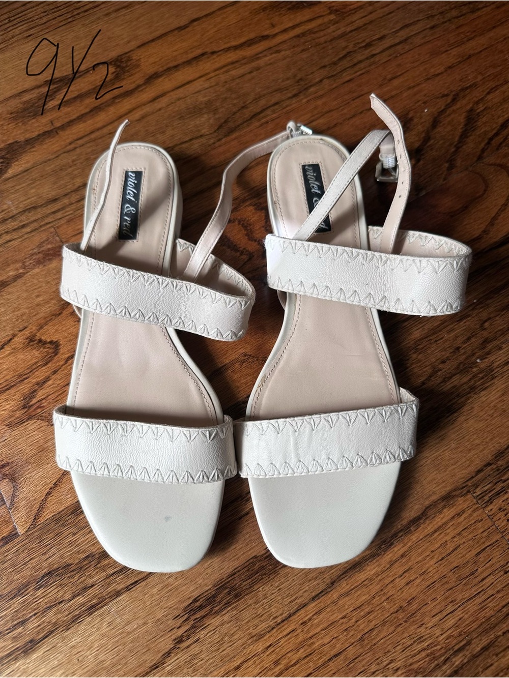 Violet & Red Women's Light Cream Two-Strap Sandal